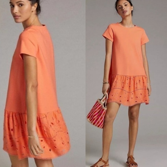 Anthropologie Dresses & Skirts - Anthropologie Maeve Coral T-Shirt Dress Size Large